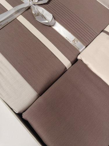 Постельное белье First Choice SERENITY хлопковый сатин делюкс ivory & mink евро, фото, фотография