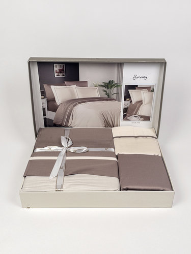 Постельное белье First Choice SERENITY хлопковый сатин делюкс ivory & mink евро, фото, фотография