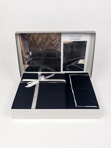 Постельное белье First Choice CLAUDIO хлопковый сатин делюкс black евро, фото, фотография