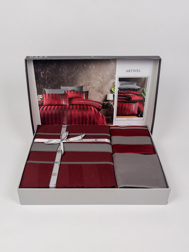 Постельное белье First Choice ARTWEL хлопковый сатин делюкс dark red евро, фото, фотография