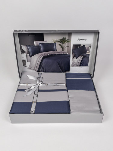 Постельное белье First Choice SERENITY хлопковый сатин делюкс denim & grey евро, фото, фотография