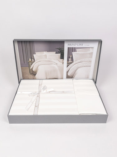 Постельное белье First Choice BROAD LINE хлопковый сатин cream евро, фото, фотография