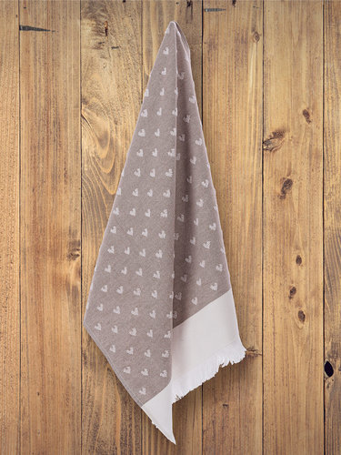 Набор кухонных полотенец 40х60 см (4 шт.) Tivolyo Home HEARTS хлопок бежевый, фото, фотография