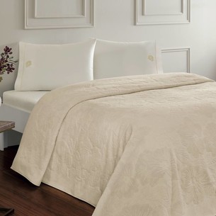 Постельное белье без пододеяльника с покрывалом Tivolyo Home MONSTERA хлопок бежевый евро