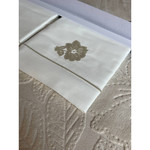 Постельное белье без пододеяльника с покрывалом Tivolyo Home MONSTERA хлопок бежевый евро, фото, фотография