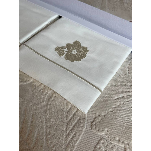 Постельное белье без пододеяльника с покрывалом Tivolyo Home MONSTERA хлопок бежевый евро, фото, фотография