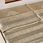 Постельное белье Tivolyo Home LINERA сатин делюкс бежевый евро, фото, фотография