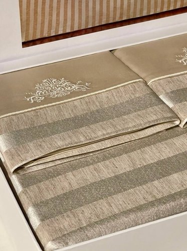 Постельное белье Tivolyo Home LINERA сатин делюкс бежевый евро, фото, фотография