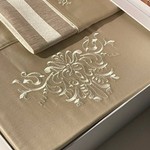 Постельное белье Tivolyo Home LINERA сатин делюкс бежевый евро, фото, фотография