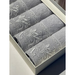 Подарочный набор полотенец-салфеток 30х50 см (6 шт.) Tivolyo Home BETSY BLANCO хлопковая махра серый, фото, фотография