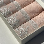 Подарочный набор полотенец-салфеток 30х50 см (6 шт.) Tivolyo Home BETSY RAVEL хлопковая махра грязно-розовый, фото, фотография