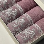Подарочный набор полотенец-салфеток 30х50 см (6 шт.) Tivolyo Home BETSY BLANCO хлопковая махра фиолетовый, фото, фотография