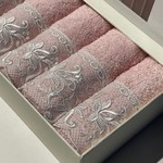 Подарочный набор полотенец-салфеток 30х50 см (6 шт.) Tivolyo Home BETSY BLANCO хлопковая махра розовый, фото, фотография