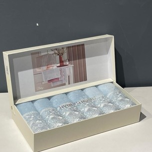 Подарочный набор полотенец-салфеток 30х50 см (6 шт.) Tivolyo Home BETSY MAGGY хлопковая махра голубой