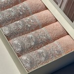 Подарочный набор полотенец-салфеток 30х50 см (6 шт.) Tivolyo Home BETSY MAGGY хлопковая махра грязно-розовый, фото, фотография