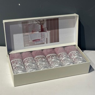 Подарочный набор полотенец-салфеток 30х50 см (6 шт.) Tivolyo Home BETSY MAGGY хлопковая махра фиолетовый