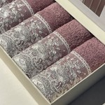Подарочный набор полотенец-салфеток 30х50 см (6 шт.) Tivolyo Home BETSY MAGGY хлопковая махра фиолетовый, фото, фотография