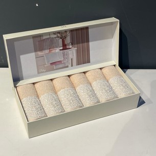 Подарочный набор полотенец-салфеток 30х50 см (6 шт.) Tivolyo Home BETSY PEROLA хлопковая махра бежевый