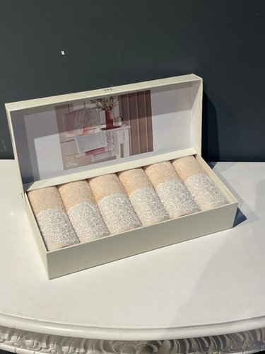 Подарочный набор полотенец-салфеток 30х50 см (6 шт.) Tivolyo Home BETSY PEROLA хлопковая махра бежевый, фото, фотография