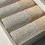 Подарочный набор полотенец-салфеток 30х50 см (6 шт.) Tivolyo Home BETSY PEROLA хлопковая махра бежевый, фото, фотография