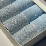 Подарочный набор полотенец-салфеток 30х50 см (6 шт.) Tivolyo Home BETSY PEROLA хлопковая махра голубой, фото, фотография