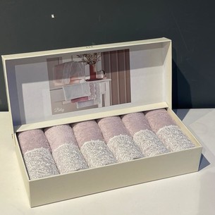 Подарочный набор полотенец-салфеток 30х50 см (6 шт.) Tivolyo Home BETSY PEROLA хлопковая махра лиловый