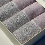 Подарочный набор полотенец-салфеток 30х50 см (6 шт.) Tivolyo Home BETSY PEROLA хлопковая махра лиловый, фото, фотография