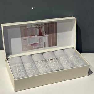 Подарочный набор полотенец-салфеток 30х50 см (6 шт.) Tivolyo Home BETSY PEROLA хлопковая махра серый