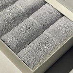 Подарочный набор полотенец-салфеток 30х50 см (6 шт.) Tivolyo Home BETSY PEROLA хлопковая махра серый, фото, фотография