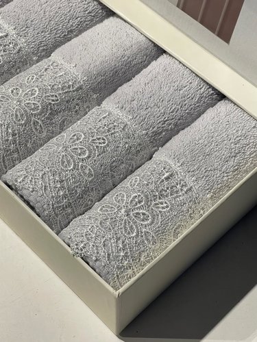 Подарочный набор полотенец-салфеток 30х50 см (6 шт.) Tivolyo Home BETSY PEROLA хлопковая махра серый, фото, фотография