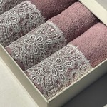 Подарочный набор полотенец-салфеток 30х50 см (6 шт.) Tivolyo Home BETSY PEROLA хлопковая махра фиолетовый, фото, фотография