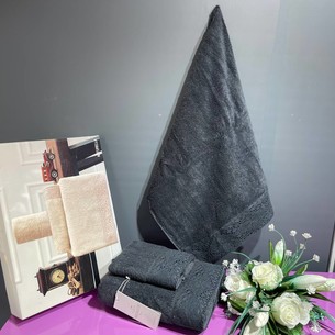 Набор полотенец для ванной 3 пр. Maison Dor NATURELLA хлопковая махра антрацит