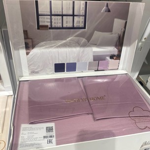 Постельное белье Tivolyo Home BASIC хлопковый сатин делюкс сиреневый семейный