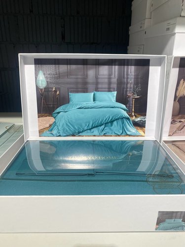 Постельное белье Tivolyo Home CASUAL хлопковый сатин делюкс тёмно-зелёный 1,5 спальный, фото, фотография