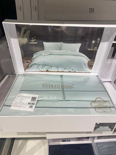 Постельное белье Tivolyo Home CASUAL хлопковый сатин делюкс бирюзовый семейный, фото, фотография