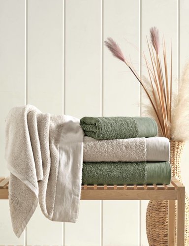 Набор полотенец для ванной 2 пр. Soft Cotton AXEL хлопковая махра зелёный, фото, фотография