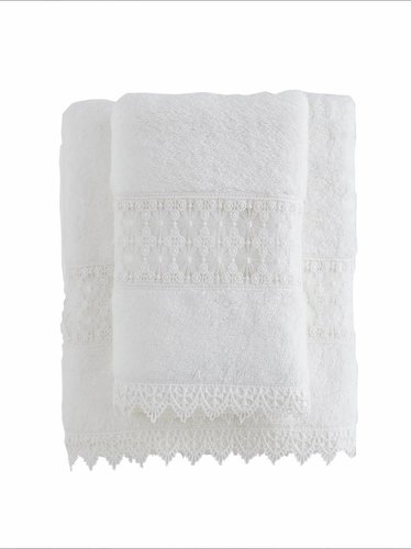 Набор полотенец для ванной 2 пр. Soft Cotton DEMET хлопковая махра экрю, фото, фотография