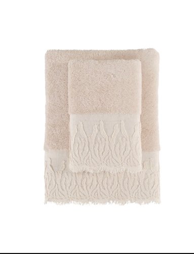 Набор полотенец для ванной 2 пр. Soft Cotton MAYA хлопковая махра бежевый, фото, фотография