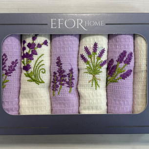 Подарочный набор кухонных полотенец 40х60(6) Efor HOME хлопковая вафля лаванда