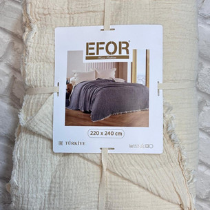 Плед-покрывало Efor MUSLIN хлопковый муслин кремовый 220х240