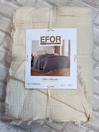 Плед-покрывало Efor MUSLIN хлопковый муслин кремовый 220х240, фото, фотография
