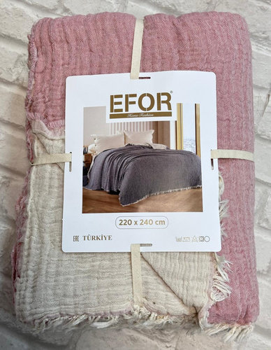 Плед-покрывало Efor MUSLIN хлопковый муслин пудровый 220х240, фото, фотография