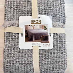 Покрывало пике Efor FIORI хлопковая вафля серый 200х220