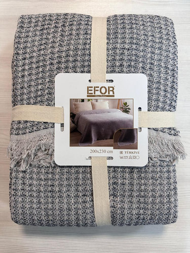 Покрывало пике Efor FIORI хлопковая вафля индиго 200х220, фото, фотография