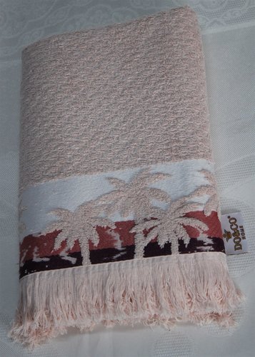 Полотенце для ванной DO&CO PALMIYE хлопковая махра персиковый 70х140, фото, фотография