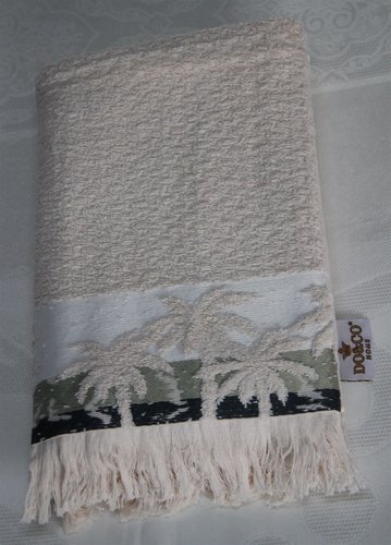 Полотенце для ванной DO&CO PALMIYE хлопковая махра кремовый 70х140, фото, фотография