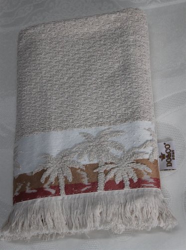 Полотенце для ванной DO&CO PALMIYE хлопковая махра бежевый 70х140, фото, фотография