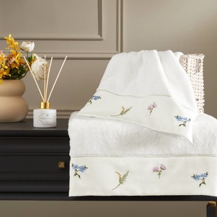 Подарочный набор полотенец для ванной 2 пр. Tivolyo Home BROCADE BRODERY хлопковая махра кремовый