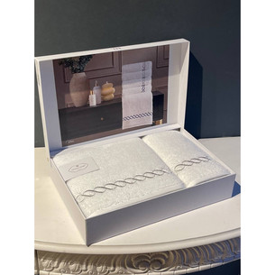 Подарочный набор полотенец для ванной 2 пр. Tivolyo Home CATENA хлопковая махра кремовый+бежевый