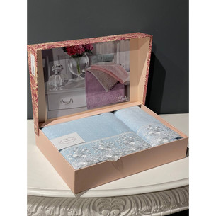 Подарочный набор полотенец для ванной 2 пр. Tivolyo Home MAGGY хлопковая махра голубой